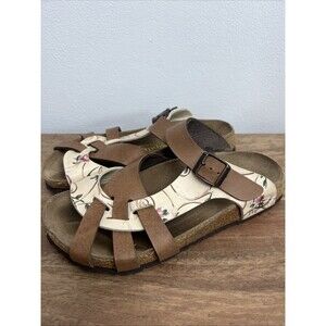 BIRKENSTOCK PAPILLIO Cream Floral Pisa Leather Sandals EU 39 Regular US 8-8.5
